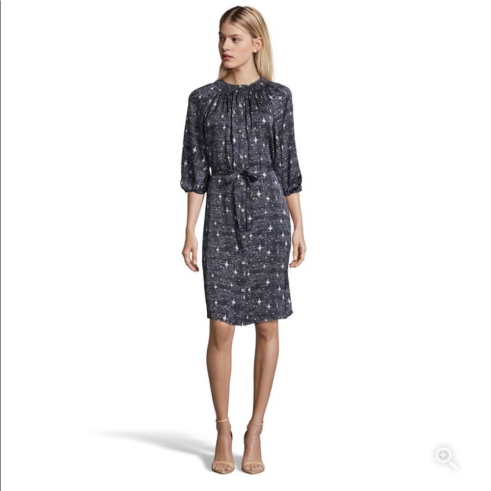 NWOT • Tucker • Classic Knee Length Dress Silk Georgette • “Velvet Stars”